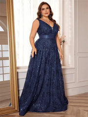 Luxury Sexy Deep V-Neck Sequins Green Evening Dress
