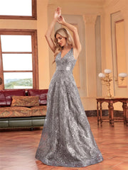 Sequins Blue Evening Dress