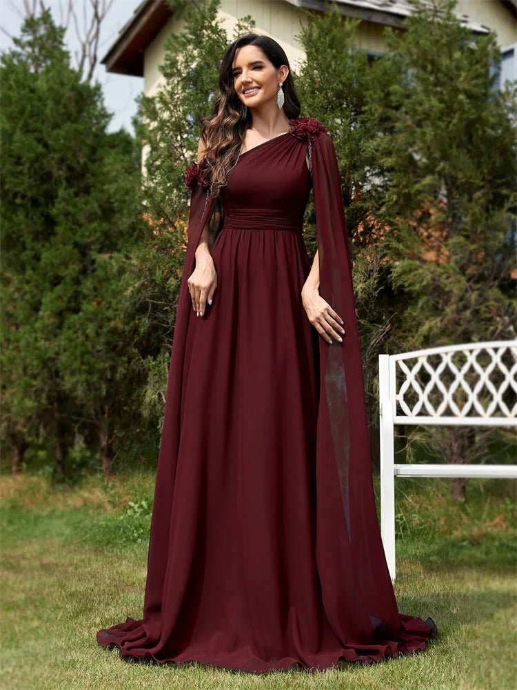 Chiffon Streamer Navy Evening Dress | XUIBOL