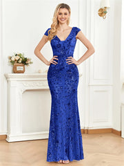 Long Mermaid Formal Deep V-neck Prom Dresses