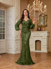 Slim Fit Long Sleeved Embroidered Sequin Dress