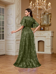 Elegant Formal Party Embroidered Sequin Long Dress
