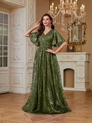 Elegant Formal Party Embroidered Sequin Long Dress