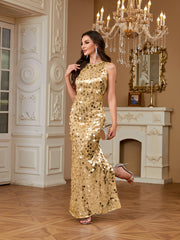 Elegant Formal Occasion Champagne Sleeveless Long Dress