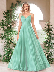 V-Neck A-Line Floor-Length Gown