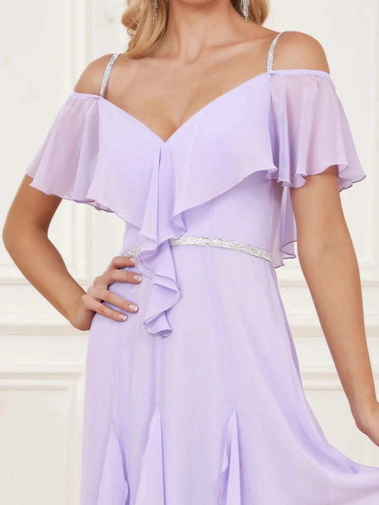 XUIBOL | A-Line Ruffle Long Wedding Party Gown For Bridesmaid New Vestido De Festa