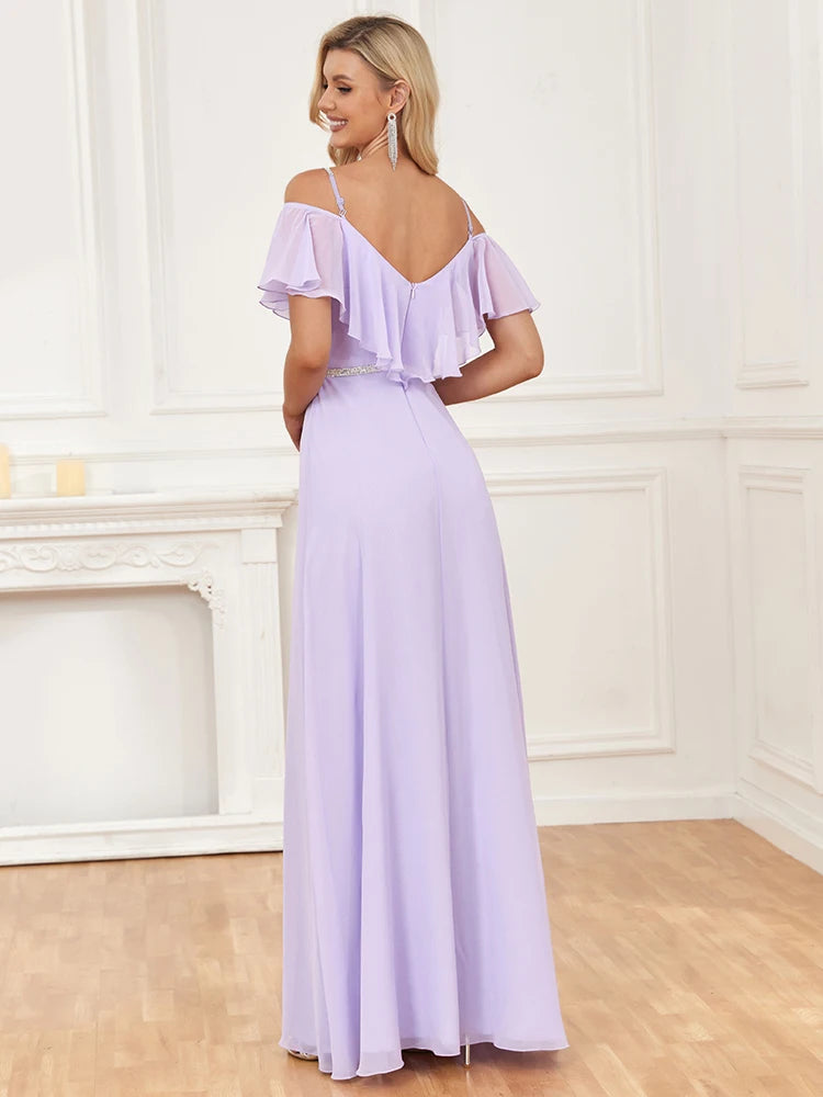 XUIBOL | A-Line Ruffle Long Wedding Party Gown For Bridesmaid New Vestido De Festa
