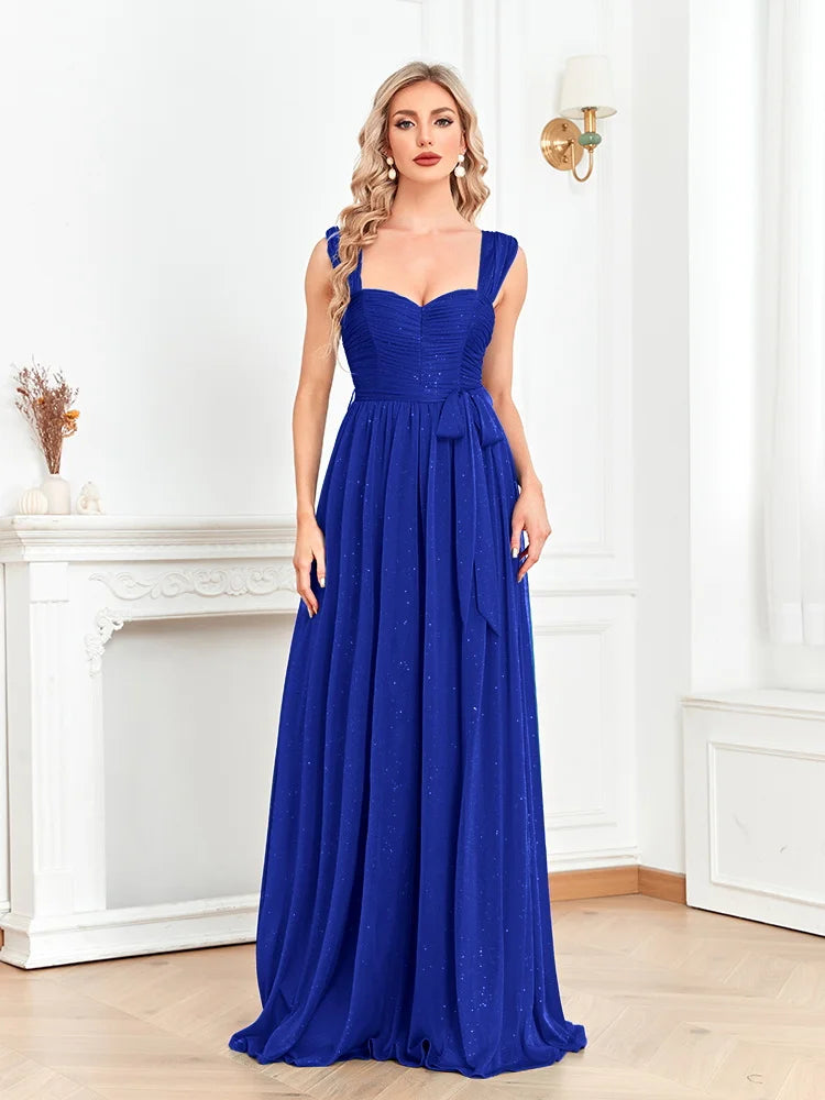 XUIBOL | Elegant Blue Shining Evening Dress Long Cocktail family party Prom Gown
