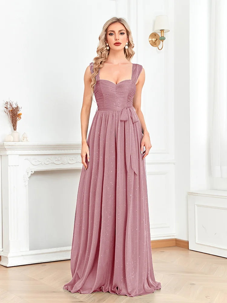 XUIBOL | Elegant Blue Shining Evening Dress Long Cocktail family party Prom Gown