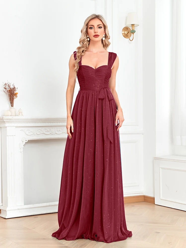 XUIBOL | Elegant Blue Shining Evening Dress Long Cocktail family party Prom Gown