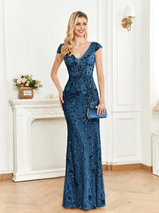 Long Mermaid Formal Deep V-neck Prom Dresses