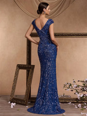 Long Mermaid Formal Deep V-neck Prom Dresses