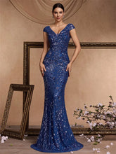 Long Mermaid Formal Deep V-neck Prom Dresses