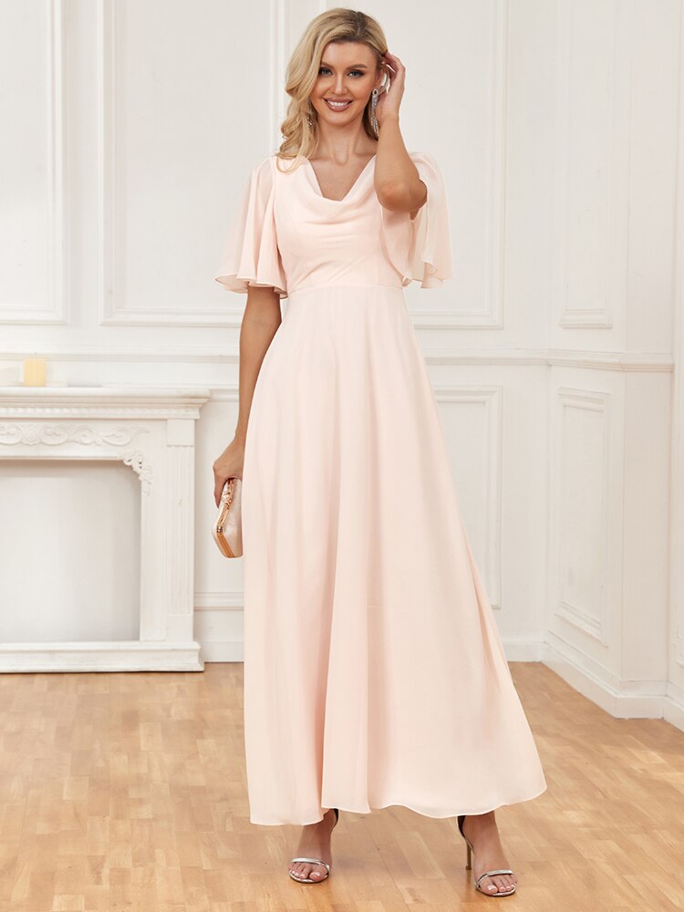 XUIBOL | Elegant Chiffon Short Sleeve Celebrity Dress