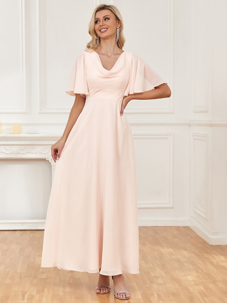 XUIBOL | Elegant Chiffon Short Sleeve Celebrity Dress