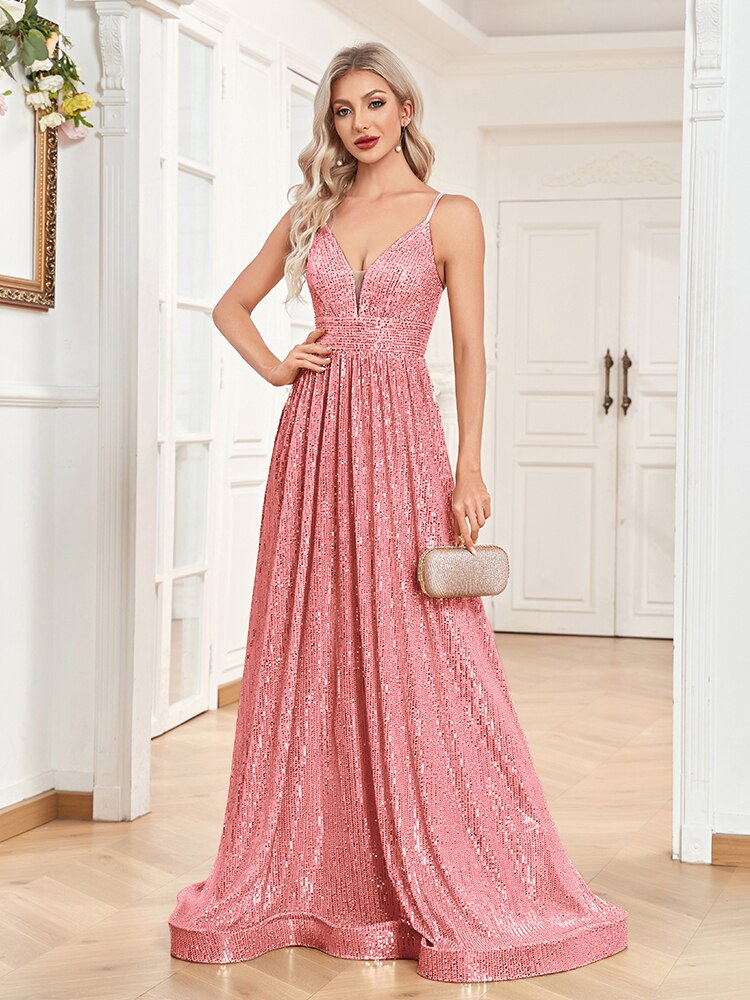 Sequined Bridesmaid Strap Dress | XUIBOL