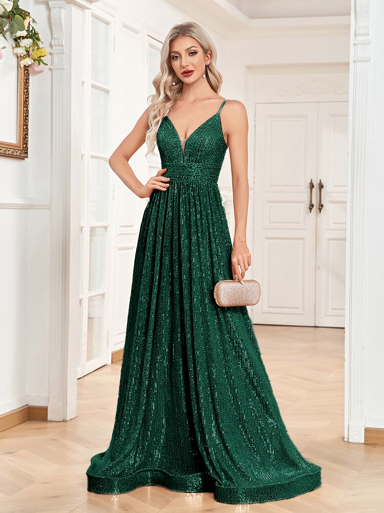 Sequined Bridesmaid Strap Dress | XUIBOL