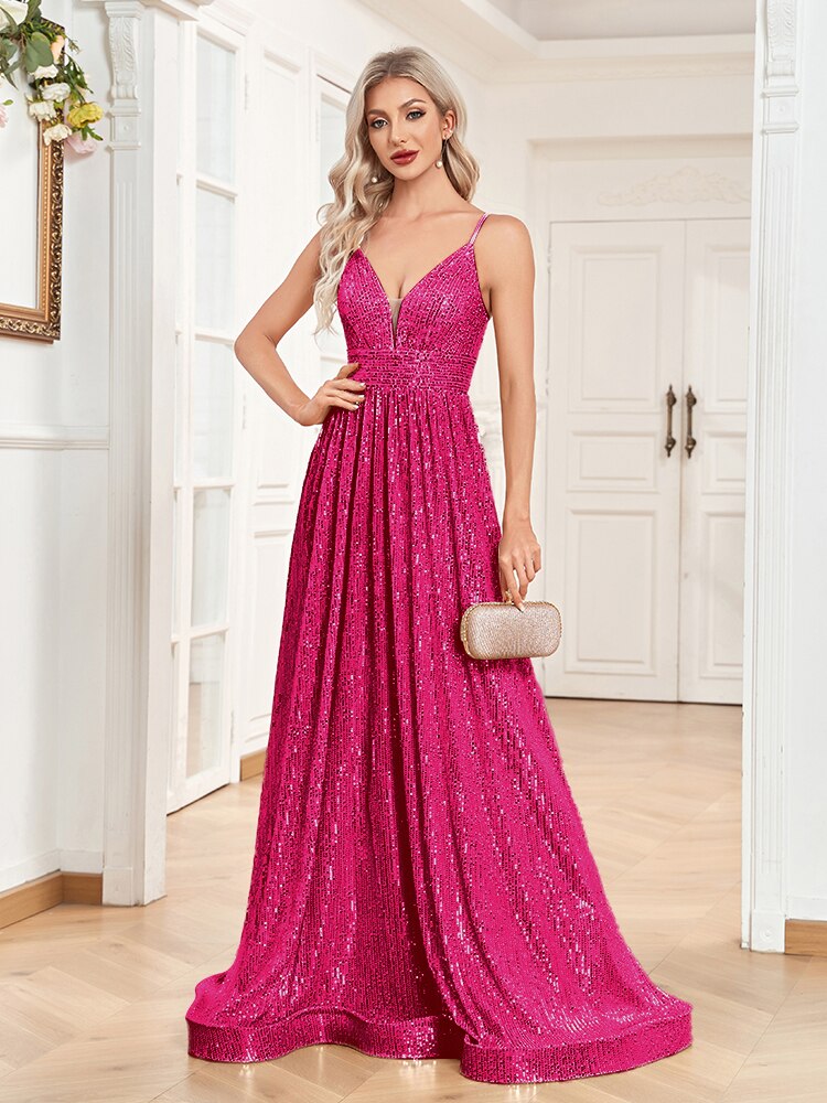 Sequined Bridesmaid Strap Dress | XUIBOL