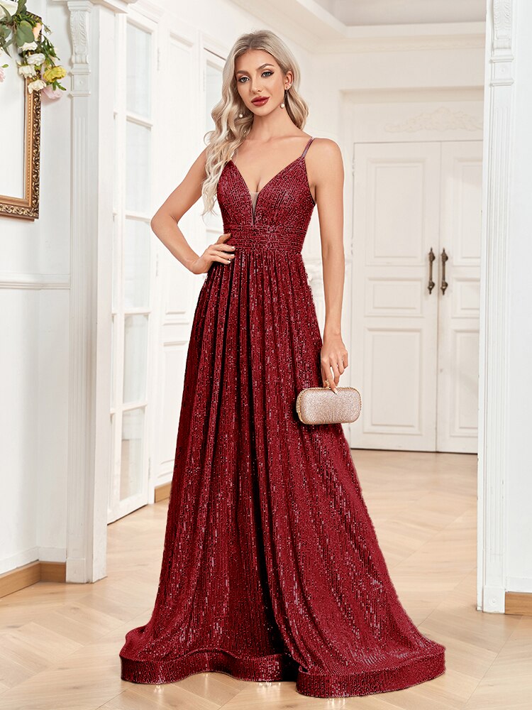 Sequined Bridesmaid Strap Dress | XUIBOL