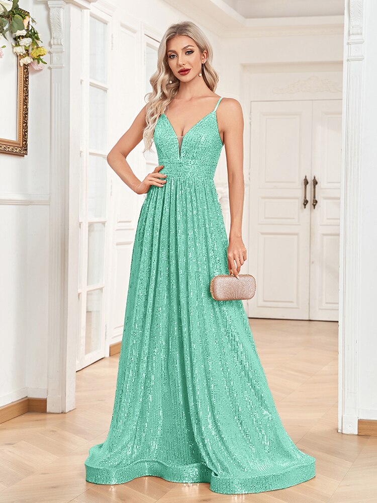 Sequined Bridesmaid Strap Dress | XUIBOL