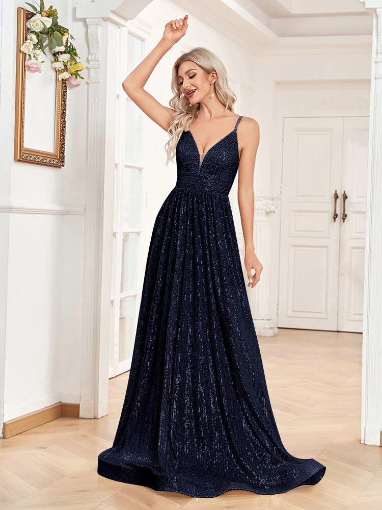 Sequined Bridesmaid Strap Dress | XUIBOL