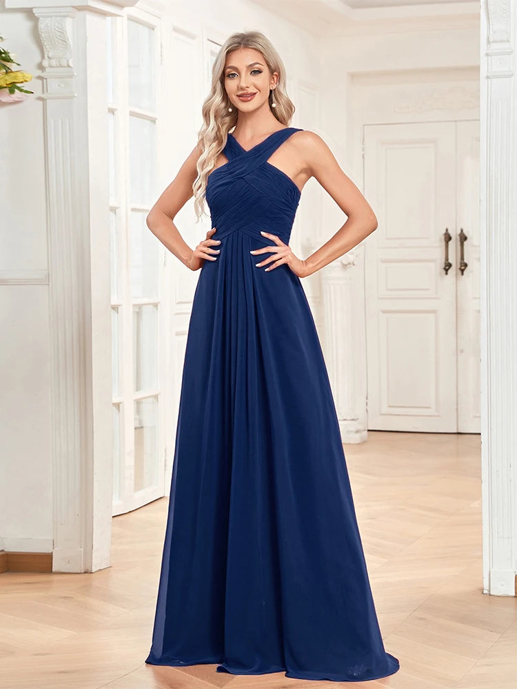 XUIBOL | Elegant Prom Chiffon Green Long Backless Evening Dress