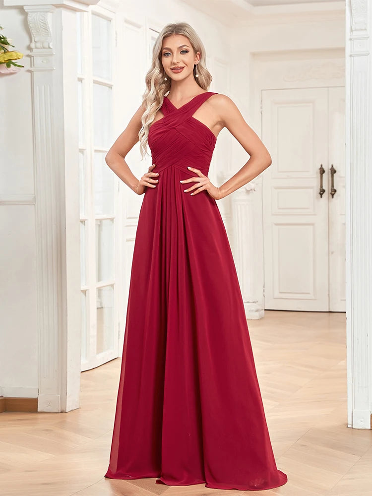 XUIBOL | Elegant Prom Chiffon Green Long Backless Evening Dress
