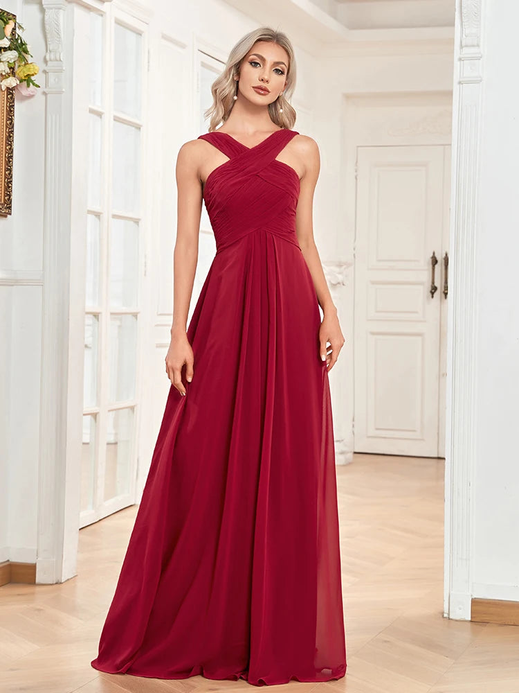XUIBOL | Elegant Prom Chiffon Green Long Backless Evening Dress