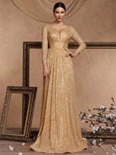 Sexy Deep V-Neck Sequins Evening Dress