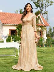 Sexy Deep V-Neck Sequins Evening Dress