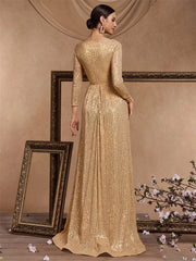 Sexy Deep V-Neck Sequins Evening Dress