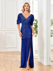 Women Slit Cocktail Dress V-neck Wedding Party Maxi vestidos