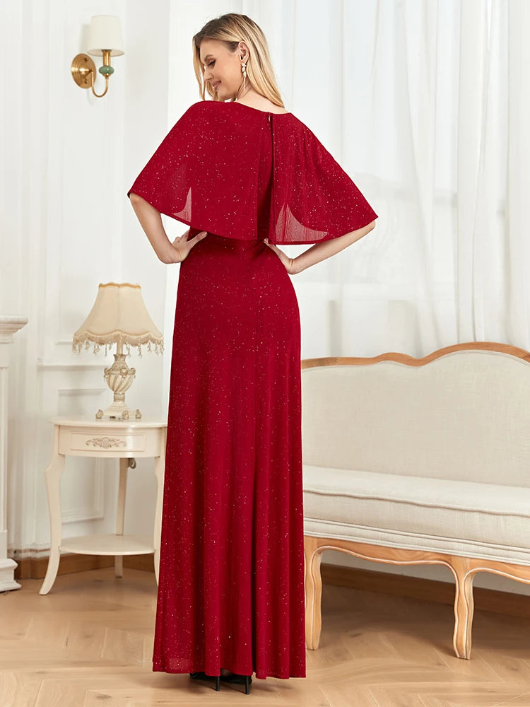 XUIBOL | Women Blossoms Long Bridesmaid Dress Wedding Party Formal Shining Prom Gown
