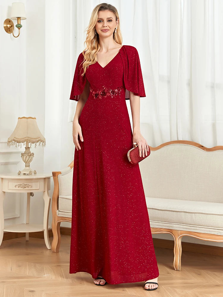 XUIBOL | Women Blossoms Long Bridesmaid Dress Wedding Party Formal Shining Prom Gown
