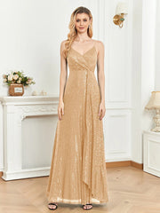 Elegant Suspenders V-Neck Evening Dress
