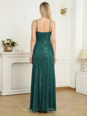 Elegant Suspenders V-Neck Evening Dress