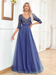 Long Sleeves Wedding Party Maxi Prom Dress