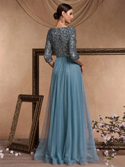 Long Sleeves Wedding Party Maxi Prom Dress