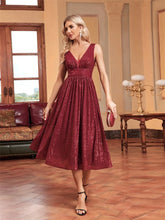 Elegant V Neck Sleeveless Sequins Cocktail Dress