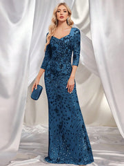 V-neck Prom Elegant Long sleeve Wedding Party Cocktail Gowns