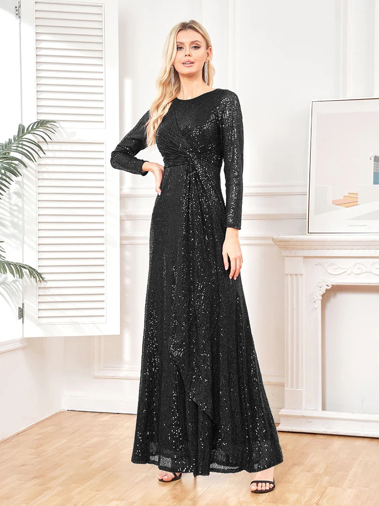 XUIBOL | Elegant Party Women Wedding Sequins For Female Blue Prom Cocktail Dresses