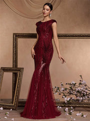Sequin Prom Dress Women Elegant Sleeveless