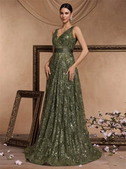 Sequins Blue Evening Dress
