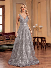Sequins Blue Evening Dress