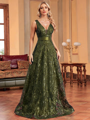 Sequins Blue Evening Dress