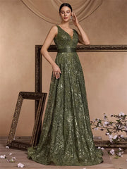 Sequins Blue Evening Dress