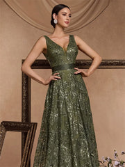 Sequins Blue Evening Dress