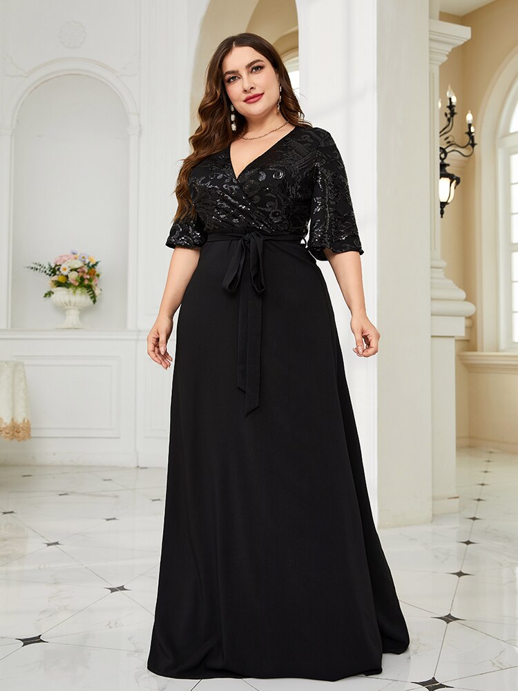 XUIBOL | Plus Size Luxury Sequin Evening Dress