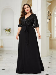 Plus Size Luxury Sequin Evening Dress