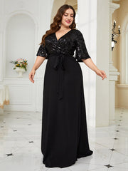 Plus Size Luxury Sequin Evening Dress